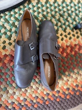 Nine West Dark Grey Double Monk Strap Oxfords